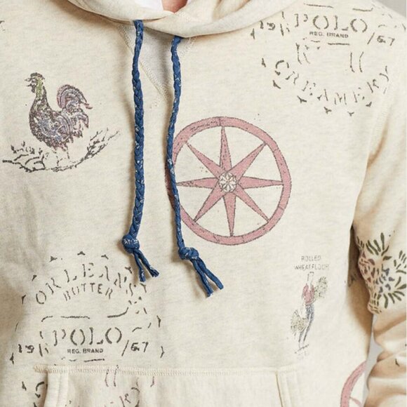 Polo Country Ralph Lauren Mens Fleece Rustic Farm Graphic Hoodie NWT $268 - Picture 7 of 8
